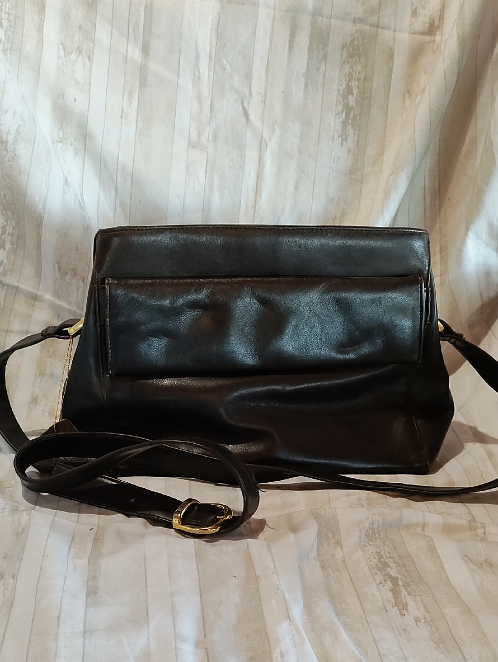 Worthington Dark Brown Super-soft Leather Shoulder Bag with Gold-Tone Buckle